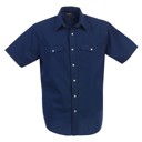 Small Navy Men's Short Sleeve Solid Western Shirt