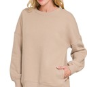  ZENANA- Fleece Hi-low Boyfriend Sweatshirt With Pockets
