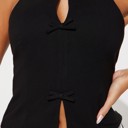  Ribbon Front Halter Neck Crop Top