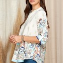  MULTI FLORAL GABBY COLLAR ROLL UP SLEEVE TOP