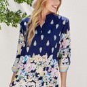  MULTI FLORAL GABBY COLLAR ROLL UP SLEEVE TOP