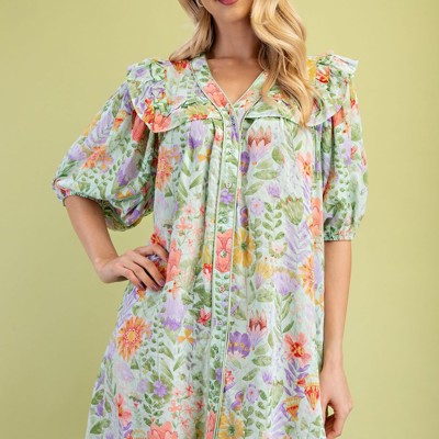 Floral Button Down Babydoll Dress