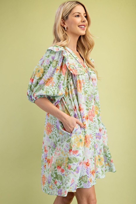 Floral Button Down Babydoll Dress