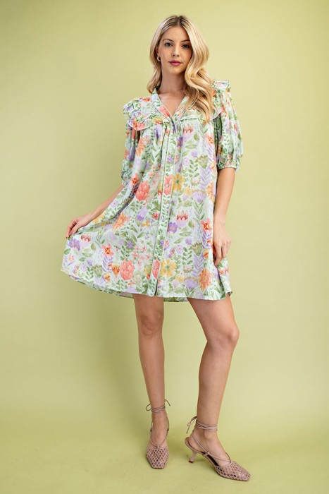 Floral Button Down Babydoll Dress