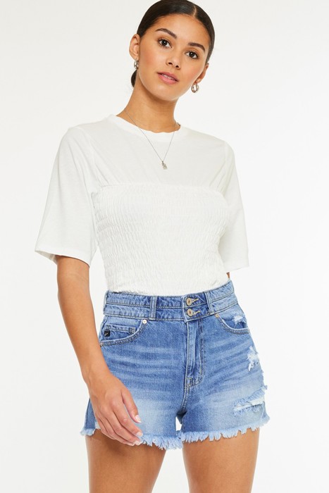 Kan Can Farah High Rise Mom Denim Shorts