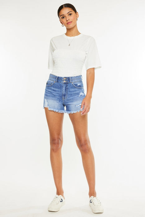 Kan Can Farah High Rise Mom Denim Shorts