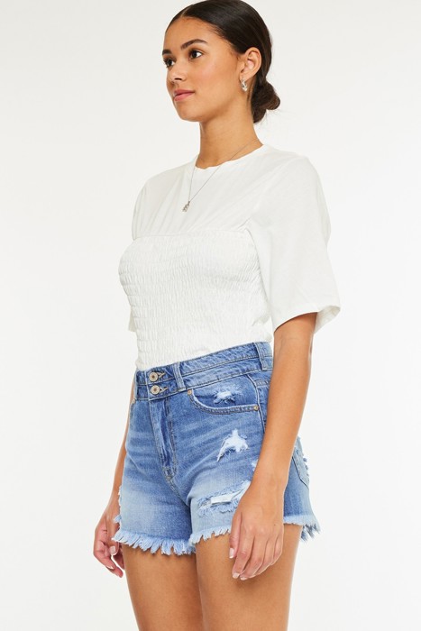 Kan Can Farah High Rise Mom Denim Shorts