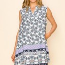   FLOWER BORDER PRINT SLEEVELESS MINI DRESS