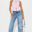  Ribbon Front Halter Neck Crop Top