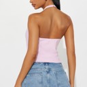 Ribbon Front Halter Neck Crop Top