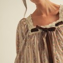  Neutral Floral Dress with Bow 