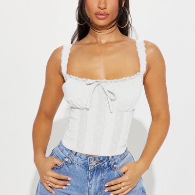 Lace Trimmed Corset Crop Top