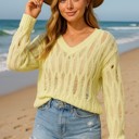  Distressed V-Neck Sweater