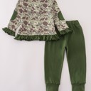  Camouflage Print Ruffle Pants Set