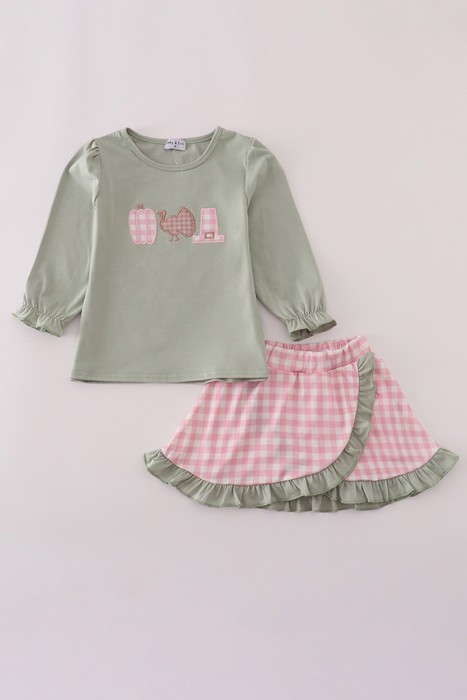 Pumpkin Turkey Applique Skort Set
