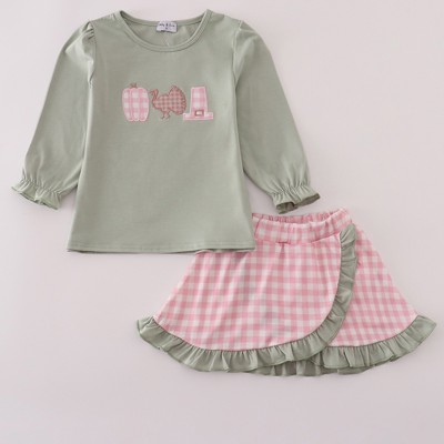 Pumpkin Turkey Applique Skort Set