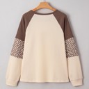  Floral Print Patchwork Color Block Long Sleeve Top