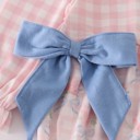  Pink Floral Print Ruffle Bow Bubble Suit