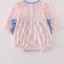  Pink Floral Print Ruffle Bow Bubble Suit