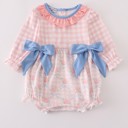  Pink Floral Print Ruffle Bow Bubble Suit