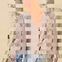  V-neck Scallop Embroidered Top With Front Tie