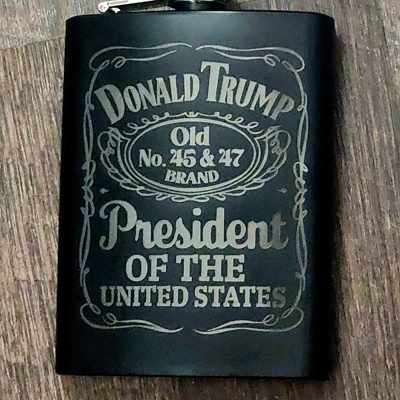 8 oz Stainless Steel Flask- Laser Engraved- Donald Trump