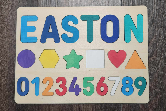 Personalized Shapes and Numbers Wooden Puzzle