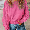  Rose Acid Wash V-shape Open Back Sweatshirt