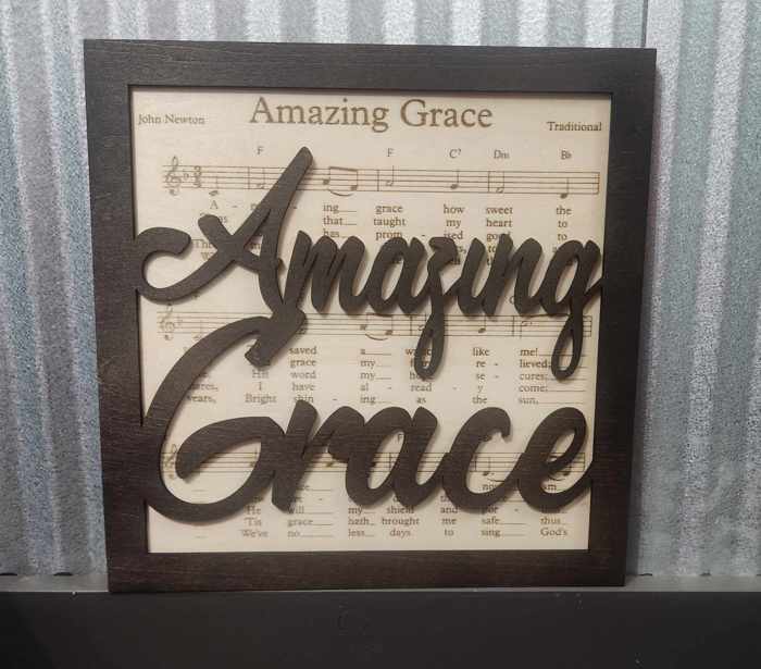 Amazing Grace Hymn Sign, Laser Engraved, 3D sign