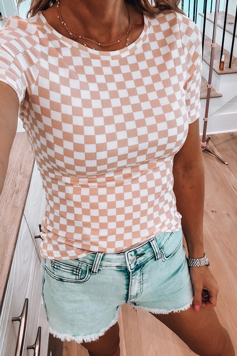 Checked Ribbed Slim Fit T-Shirt