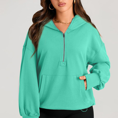 Kangaroo Pocket Half Zipper Oversized Hoodie