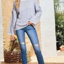  Contrast Pipping Oversize Solid Sweater