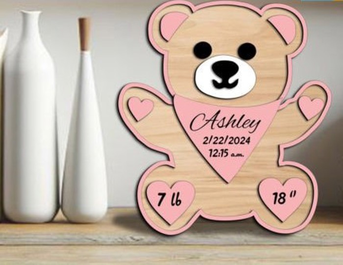 Animal Shaped Birth Announcement Signs, Baby Stats Wood Sign, Birth Announcement Sign, Baby Wooden Sign, Birth Sign, Baby Birth Wooden Sign, Baby Gift, Baptism Gift