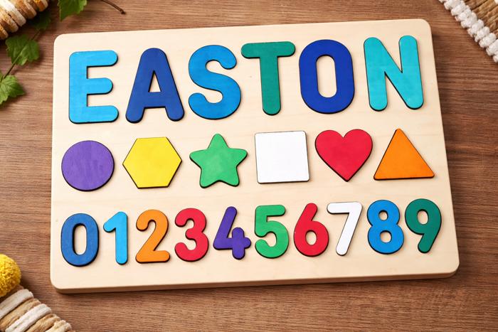 Name Shape and Numbers Wooden Puzzle