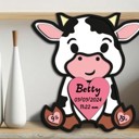 Cow Animal Shaped Birth Announcement Signs, Baby Stats Wood Sign, Birth Announcement Sign, Baby Wooden Sign, Birth Sign, Baby Birth Wooden Sign, Baby Gift, Baptism Gift