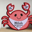 Crab Animal Shaped Birth Announcement Signs, Baby Stats Wood Sign, Birth Announcement Sign, Baby Wooden Sign, Birth Sign, Baby Birth Wooden Sign, Baby Gift, Baptism Gift