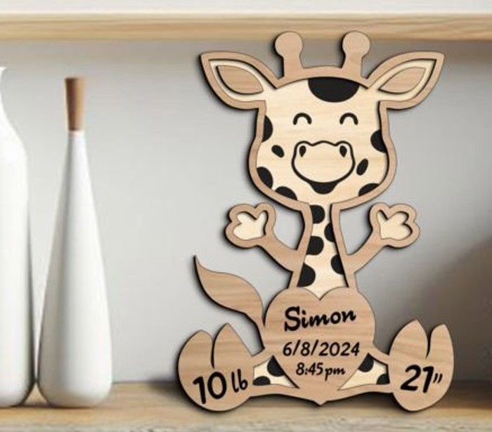 Animal Shaped Birth Announcement Signs, Baby Stats Wood Sign, Birth Announcement Sign, Baby Wooden Sign, Birth Sign, Baby Birth Wooden Sign, Baby Gift, Baptism Gift