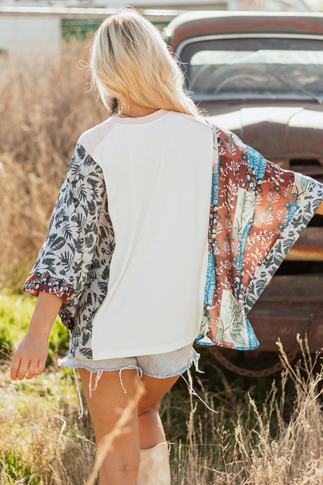 Desert Peace Graphic T-Shirt with Asymmetrical Sleeves