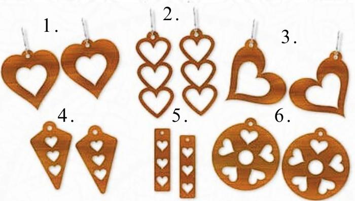 Wooden Earrings, Valentine Earrings