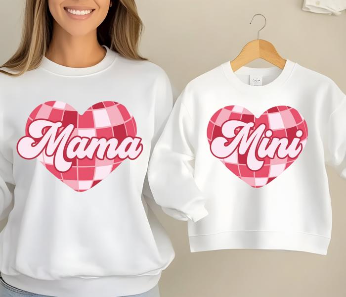 Mama and Mini Hearts- Crew Sweatshirts