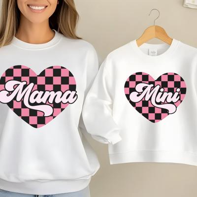 Mama and Mini Checked Hearts- Crew Sweatshirts