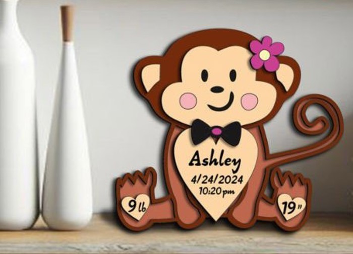 Animal Shaped Birth Announcement Signs, Baby Stats Wood Sign, Birth Announcement Sign, Baby Wooden Sign, Birth Sign, Baby Birth Wooden Sign, Baby Gift, Baptism Gift