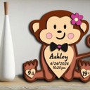 Monkey Animal Shaped Birth Announcement Signs, Baby Stats Wood Sign, Birth Announcement Sign, Baby Wooden Sign, Birth Sign, Baby Birth Wooden Sign, Baby Gift, Baptism Gift