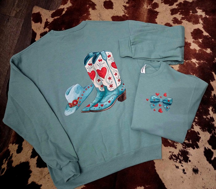 Cowboy Boots and Bows Crew Sweatshirt