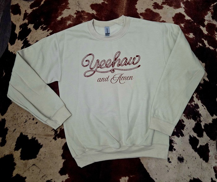 Yeehaw and Amen Graphic Crew Sweatshirt