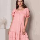  Short Puff Sleeve polka Dot Mini Dress