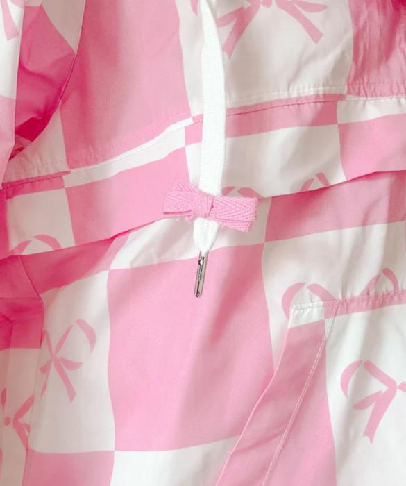 Coquette Checker Ribbon Print Windbreaker
