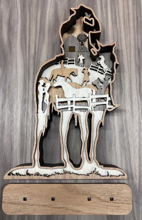 Cowboy on Horse Art Piece- 7 layer