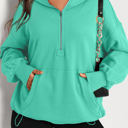  Kangaroo Pocket Half Zipper Oversized Hoodie