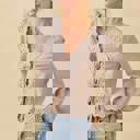  V-neck Scallop Embroidered Top With Front Tie